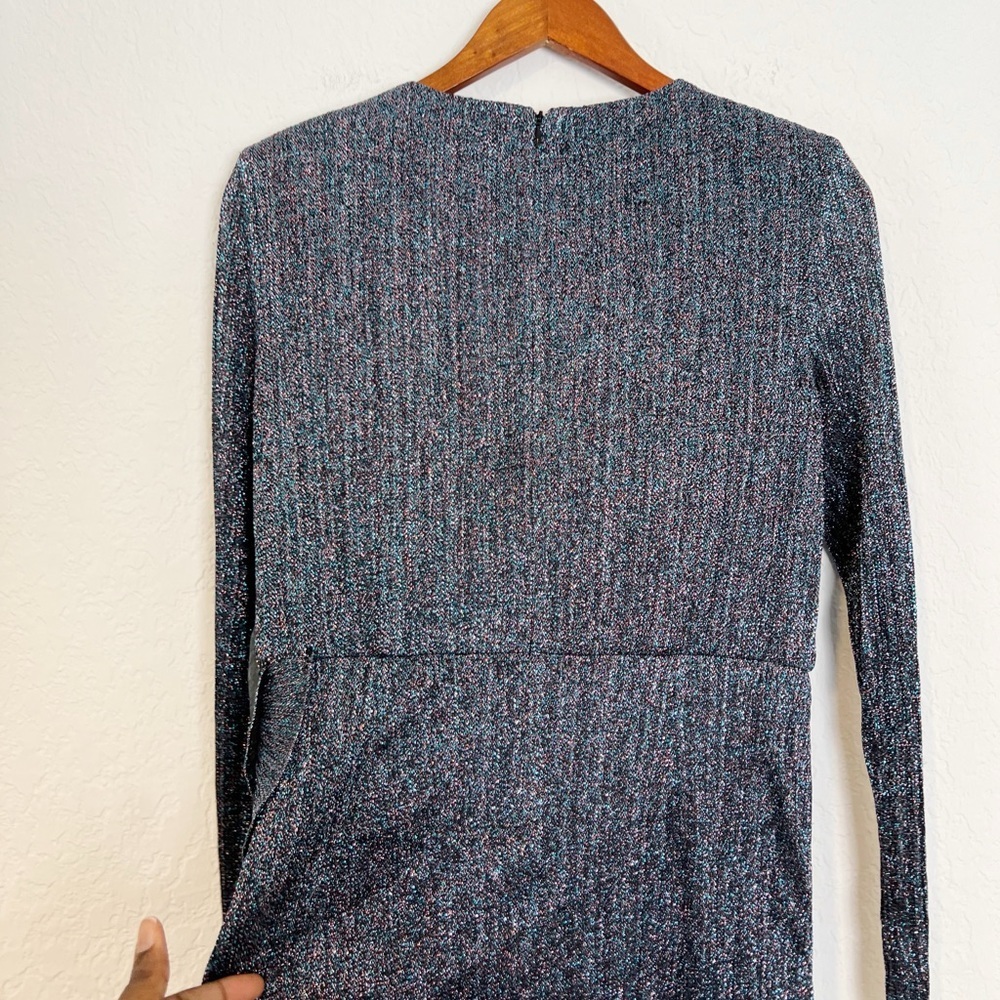 Aidan by Aidan Mattox Metallic Faux Wrap Dress - Picture 9 of 13
